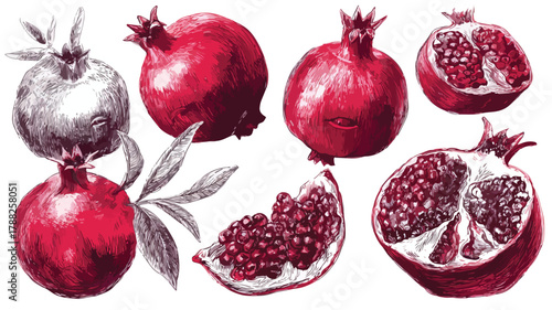 Creative Pomegranates with Face Illustrations for Unique Artwork Designs