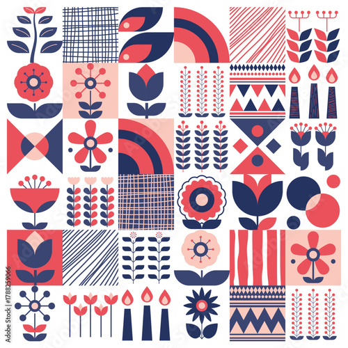 abstract banner, poster, cover, or postcard. geometry Modern scandinavian style, vector illustration