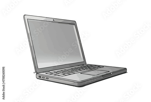 Modern Laptop: A sleek, open laptop, showcasing a bright screen and keyboard, ready for work or entertainment.