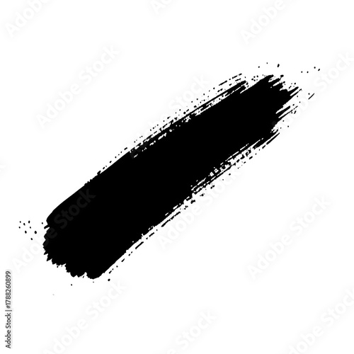 A black brush stroke on a white background