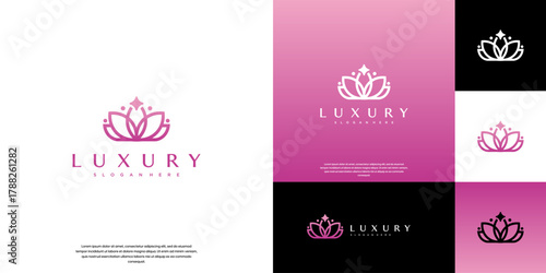 Creative premium logo with an abstract floral art concept, product luxury, beauty, cosmetics, vector illustration graphics.