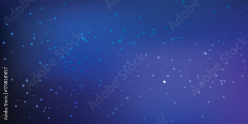 Deep blue and purple gradient background with scattered sparkling white star-like dots.