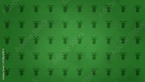 Seamless Repeat Pattern of Krampus Silhouette on Green Grunge Background