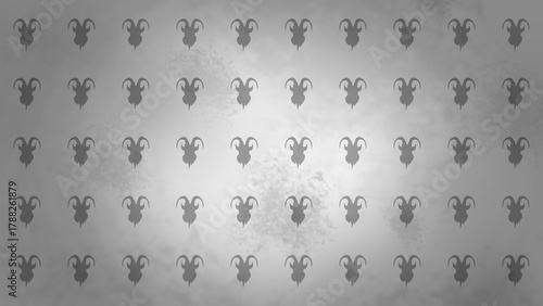 Seamless Repeat Pattern of Krampus Silhouette on Grey Grunge Background