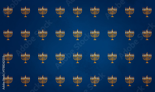 Seamless Repeat Pattern of Menorah on Navy Background