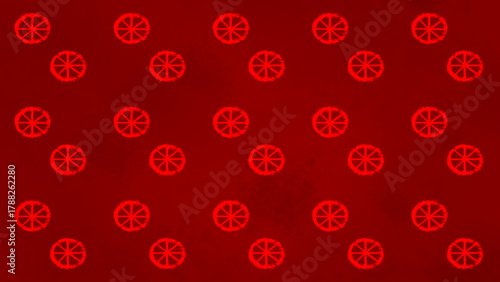 Red textured seamless repeat pattern of winter solstice symbol