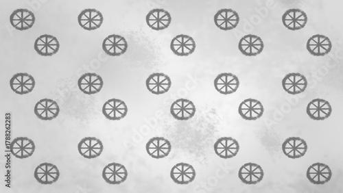 Seamless Repeat Pattern of Winter Solstice Symbols on Grey Frosty Background