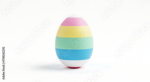 Striped Easter Egg Pastel Colors White Background pink
