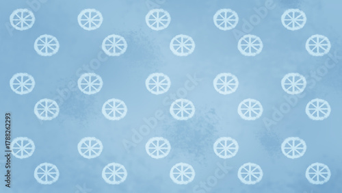Seamless Repeat Pattern of Winter Solstice Symbols on Blue Frosty Background