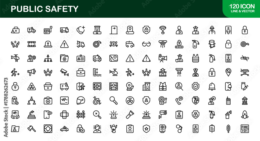 Photography Public Safety Flat Icon Set