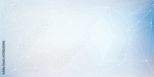 Abstract network of glowing blue and white dots and lines.