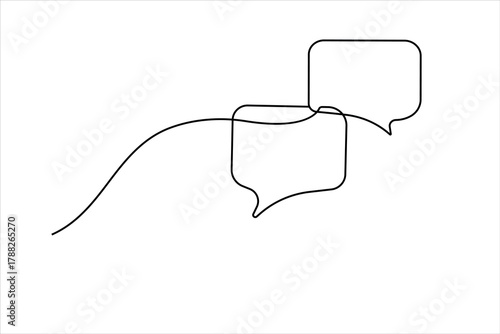Modern continuous line drawing of message speech bubble icon
