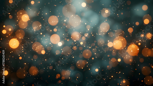 Golden Bokeh Light Particles Background