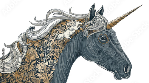 Enchanting Unicorn and Horse Hybrid Illustration for Fantasy Lovers
