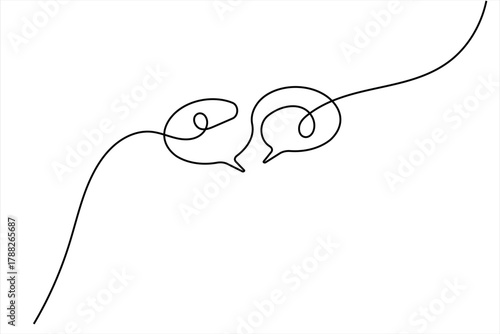 Modern continuous line drawing of message speech bubble icon
