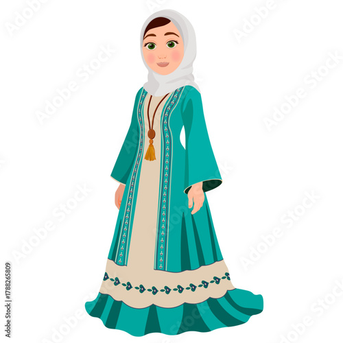 Muslim woman in traditional costume without background