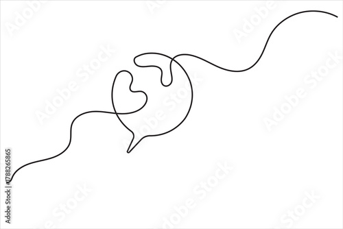 Modern continuous line drawing of message speech bubble icon
