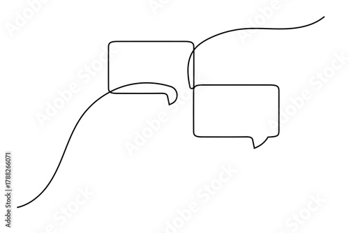 Modern continuous line drawing of message speech bubble icon
