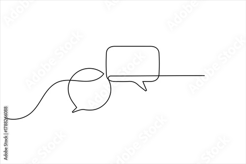 Modern continuous line drawing of message speech bubble icon
