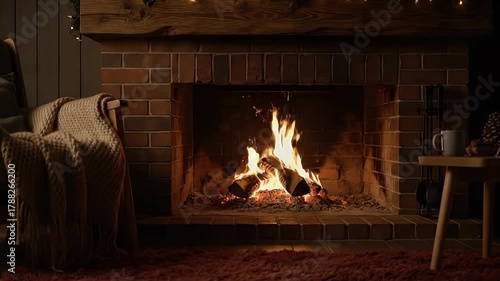 Cozy fireplace with warm ambiance