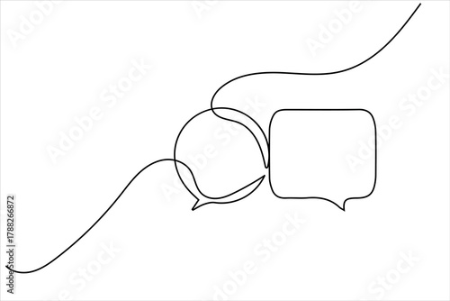 Modern continuous line drawing of message speech bubble icon
