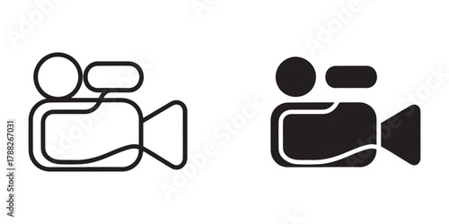 Video Camera Icon. Film Recording and Media Symbol on White Background