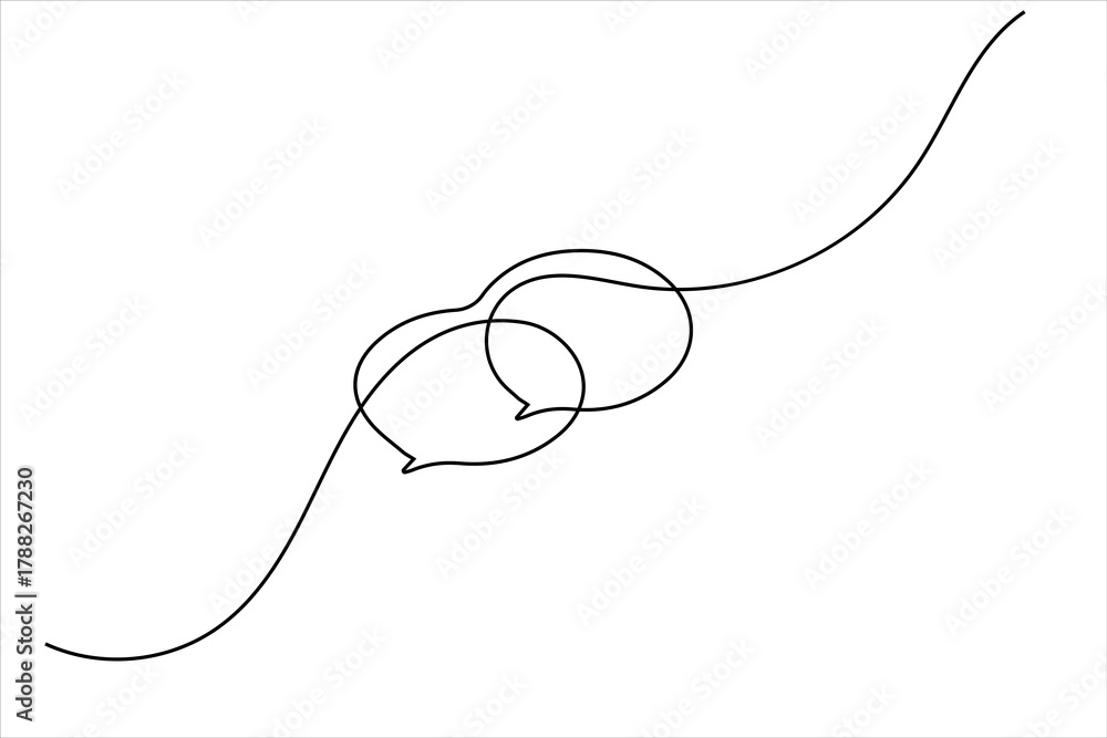 Fototapeta premium Modern continuous line drawing of message speech bubble icon 