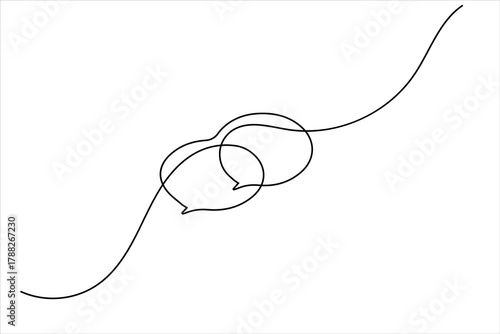 Modern continuous line drawing of message speech bubble icon
