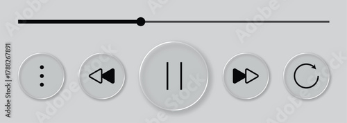 Modern Liquid Glass Effect, Transparent Glossy Liquid Glass, White ui light frame square and circle banner with glow stroke for movie or music.