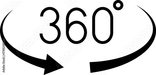 360 Degrees Icon. 360 Degrees vector icon set. Rotate symbol