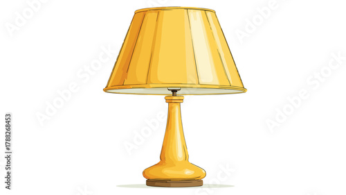 Elegant Table Lamp with Yellow Shade Vector Illustration for Interior Design