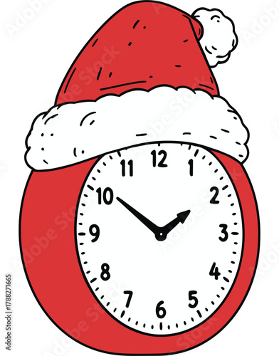 Christmas Clock with Santa Hat, Festive Time Reminder for Holiday Season