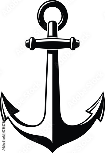 Classic Marine Anchor Black Silhouette Vector