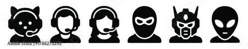 Icon set: cats, operator, superhero, robot, alien