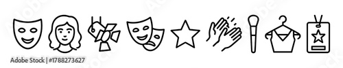 Theater icons: masks, lighting, and stage makeup elements