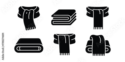 Wool scarf folded icon silhouette vector