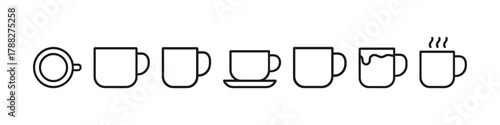 Minimalistic coffee cup icons in various styles