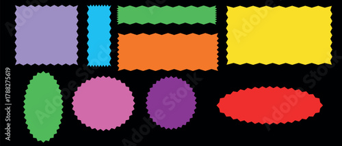 Colorful zig-zag shapes on a plain background for graphic designs