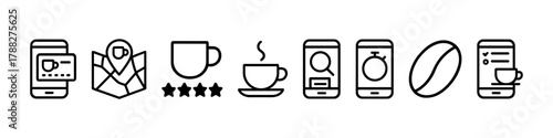Minimalist coffee and navigation icons for mobile applications