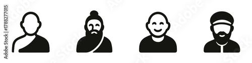 Minimalist icons of diverse people with different styles and cultures