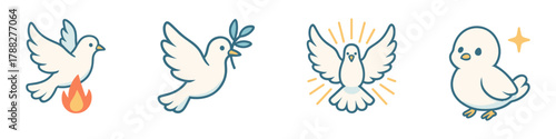 Cartoon doves and chicks: peace, flight, and adorable designs