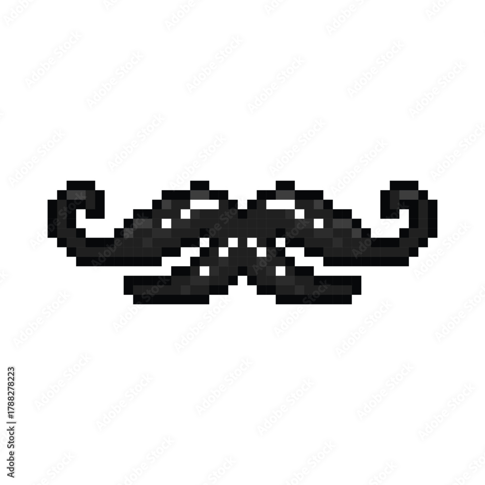 Fototapeta premium Pixel art black moustache object graphic design