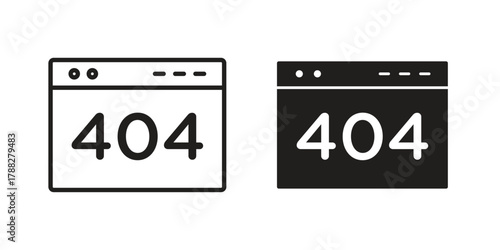 404 Error icon illustration, thin line vector, web design sign,
