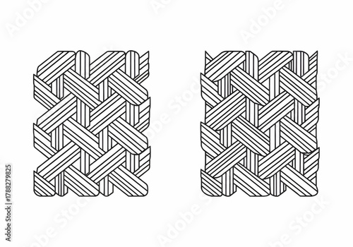 Minimalist geometric seamless pattern featuring interlocking lines and symmetry for modern decorative vector backgrounds.