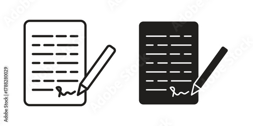 Agreement icon illustration, thin line vector, web design sign,