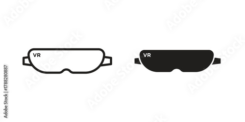AR headset icon illustration, thin line vector, web design sign,