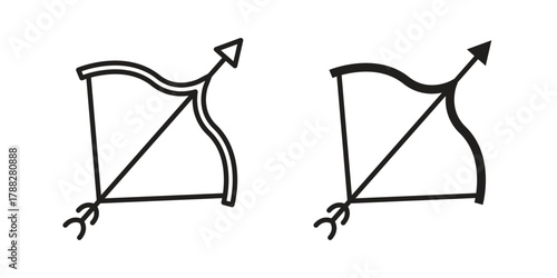 Archery icon illustration, thin line vector, web design sign,