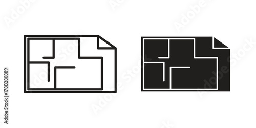 Architecture plan icon illustration, thin line vector, web design sign,