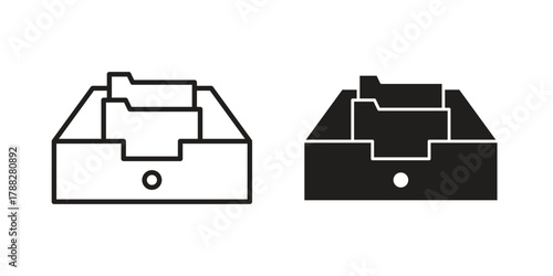 Archive icon illustration, thin line vector, web design sign,