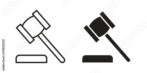 Auction icon illustration, thin line vector, web design sign,